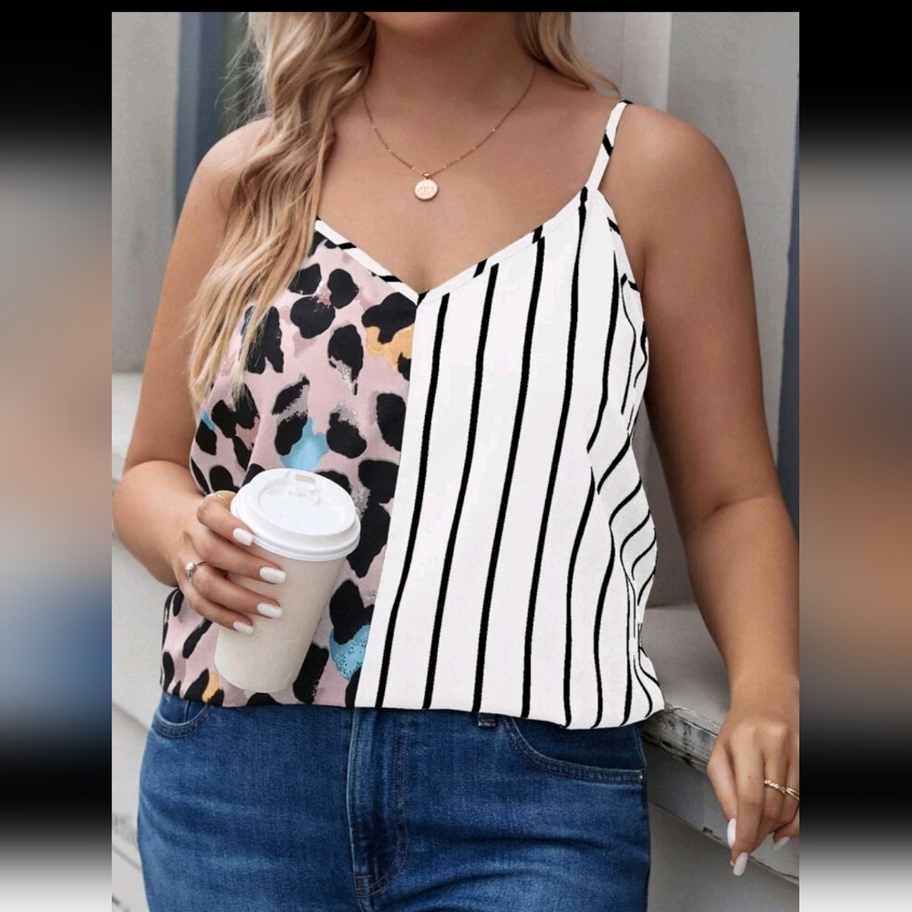 SHEIN Women's Stripped and Leopard Print Cami Top - Picture 4 of 13